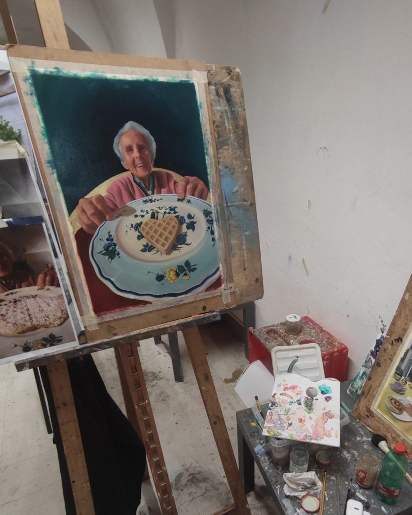 Portrait Ölgemälde mit Blattgold Atelier